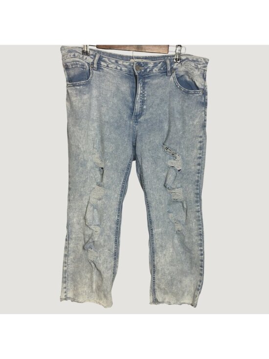 C Est. 1946 Denim - Est 1946 Cato Womens Denim Light Blue Distressed High-Rise Cropped Jeans Size 14